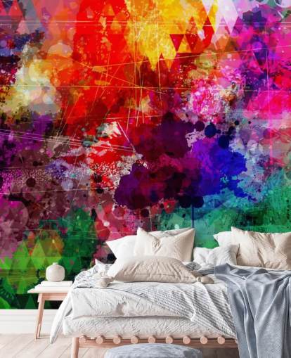 mural de papel pintado de graffiti personalizado de arcoíris llamado Rainbow Graffiti para dormitorio infantil