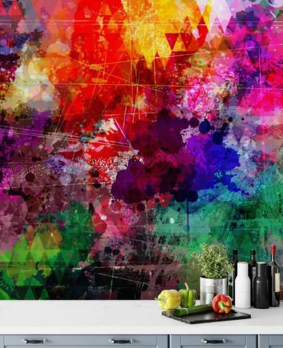 mural de papel pintado de graffiti personalizado de arcoíris llamado Rainbow Graffiti para dormitorio infantil