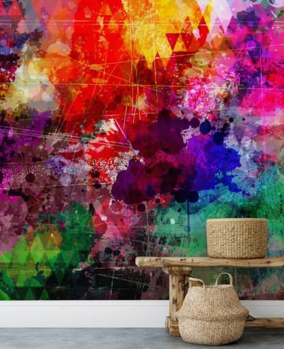 mural de papel pintado de graffiti personalizado de arcoíris llamado Rainbow Graffiti para dormitorio infantil