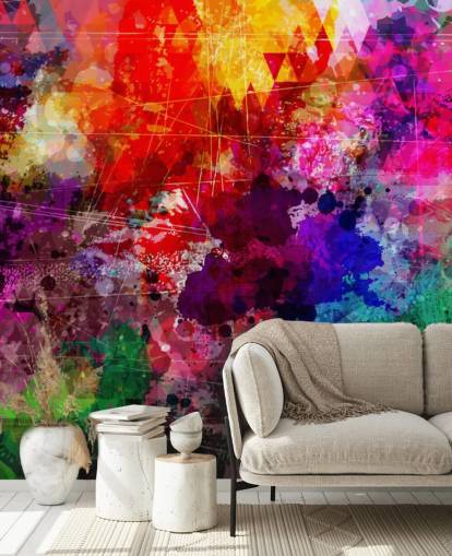 mural de papel pintado de graffiti personalizado de arcoíris llamado Rainbow Graffiti para dormitorio infantil