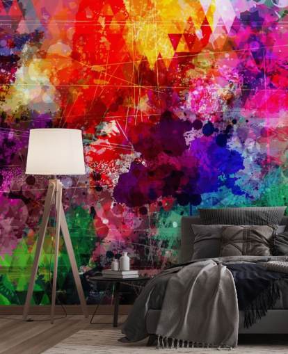 individuelles Graffiti-Tapeten-Wandbild mit dem Namen Rainbow Graffiti für das Kinderzimmer