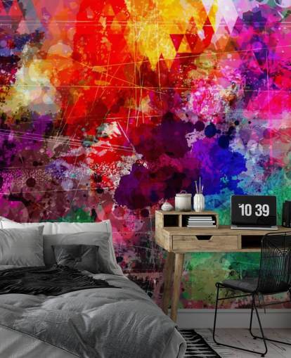 mural de papel de parede de grafite personalizado de arco-íris chamado Rainbow Graffiti para quarto de criança