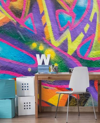 Colourful Graffiti Writing Wallpaper Mural