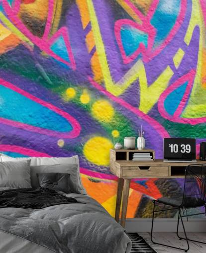 Papier Peint Fresque Graffiti Coloré
