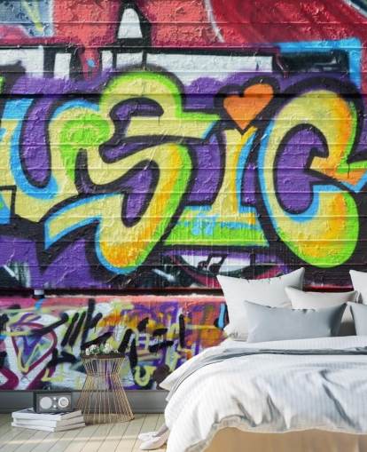Papel pintado Grafiti con escritura musical Papel pintado Grafiti con escritura musical
