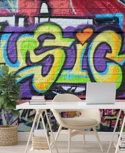 Papel pintado Grafiti con escritura musical