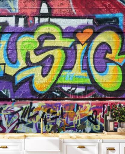Carta da parati murale con graffiti