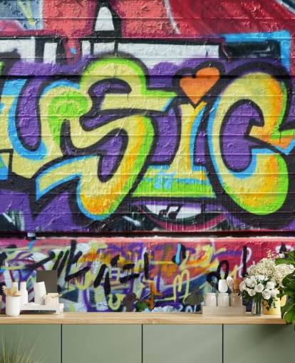 Music Writing Graffiti Wallpaper Mural