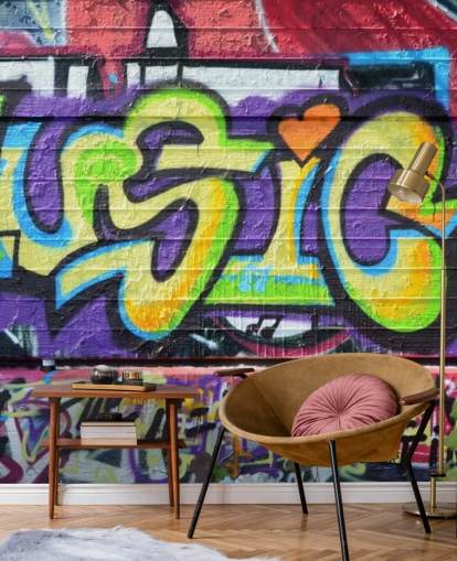 Papel pintado Grafiti con escritura musical