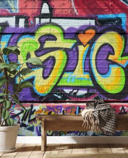 Papel pintado Grafiti con escritura musical