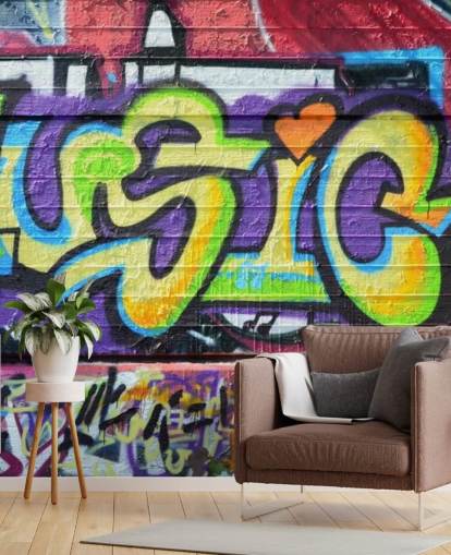Music Writing Graffiti Wallpaper Mural