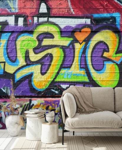 Papel pintado Grafiti con escritura musical