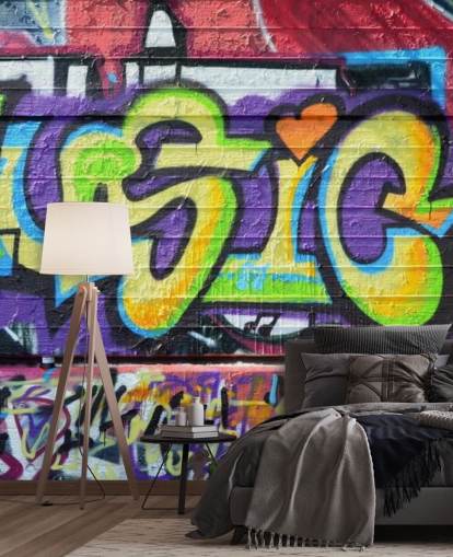 Papel pintado Grafiti con escritura musical