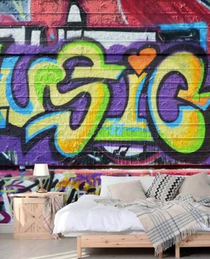 Music Writing Graffiti Wallpaper Mural