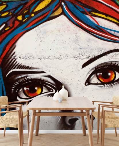 Highlighted Girls Hair and Face Graffiti Wallpaper