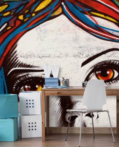 Fondo de pantalla de graffiti de pelo y cara de niñas