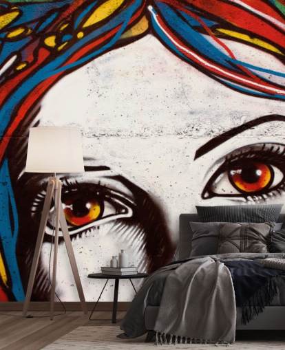 Carta da parati con graffiti per capelli e viso, Carta da parati con graffiti per capelli e viso,