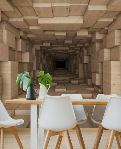 mural de papel de parede 3D marrom chamado Inside Jenga para quartos, corredores e muito mais mural de papel de parede 3D marrom chamado Inside Jenga para quartos, corredores e muito mais
