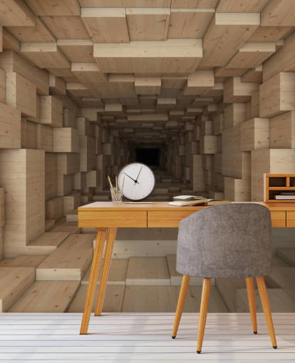 brunt 3d tapetmaleri kaldet Inside Jenga til soveværelser, gange og mere