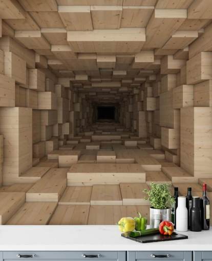 brown 3d wallpaper mural called Inside Jenga for bedrooms, hallways and more brown 3d wallpaper mural called Inside Jenga for bedrooms, hallways and more