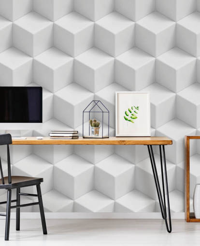 3D Geometric Cubes Wallpaper Mural