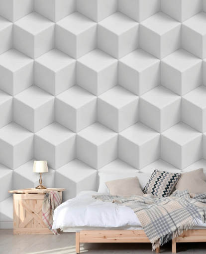 3D geometriske kuber tapet veggmaleri