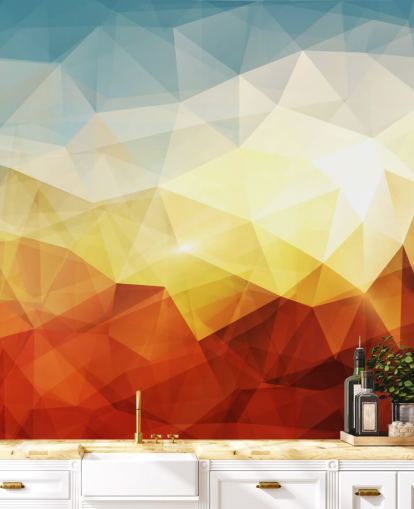 papel pintado de forma abstracta naranja, amarillo y azul papel pintado de forma abstracta naranja, amarillo y azul