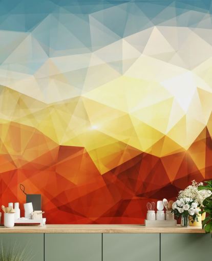 papel pintado de forma abstracta naranja, amarillo y azul papel pintado de forma abstracta naranja, amarillo y azul