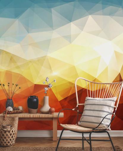 papel pintado de forma abstracta naranja, amarillo y azul papel pintado de forma abstracta naranja, amarillo y azul