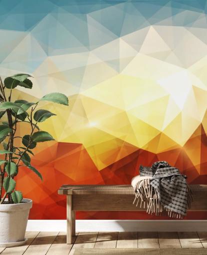 papel de parede de forma abstrata laranja, amarelo e azul papel de parede de forma abstrata laranja, amarelo e azul