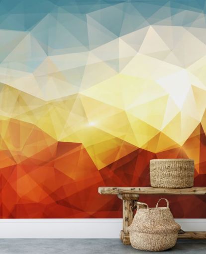 papel pintado de forma abstracta naranja, amarillo y azul papel pintado de forma abstracta naranja, amarillo y azul