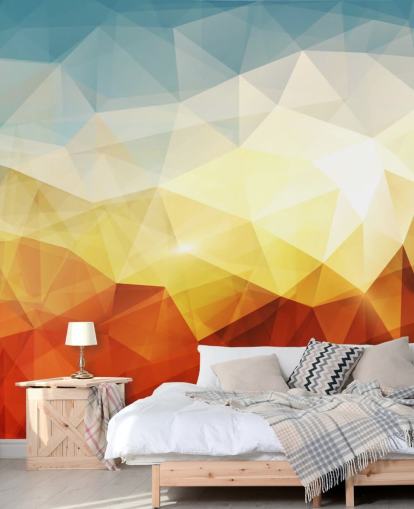 orange, yellow and blue abstract shape wallpaper