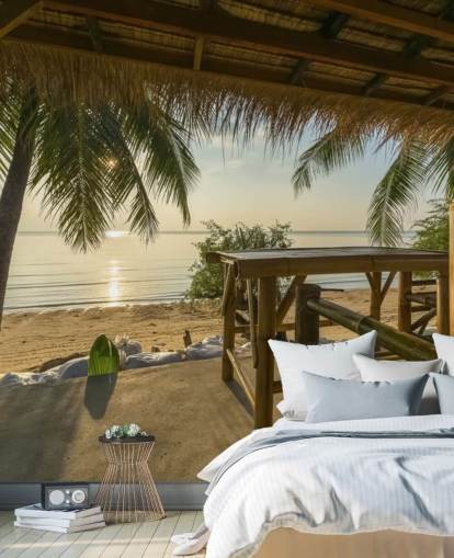 Tropical Island Hut Baggrund Mural