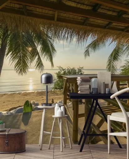 Tropical Island Hut Wallpaper Mural