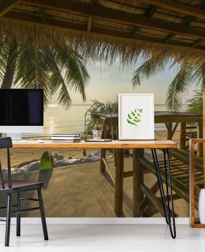 Papel de Parede Tropical Island Hut Papel de Parede Tropical Island Hut