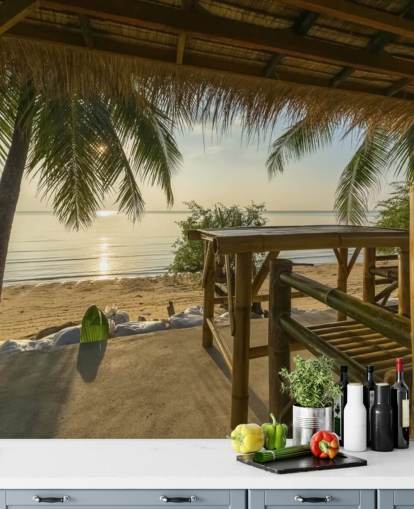 Tropical Island Hut Wallpaper Mural