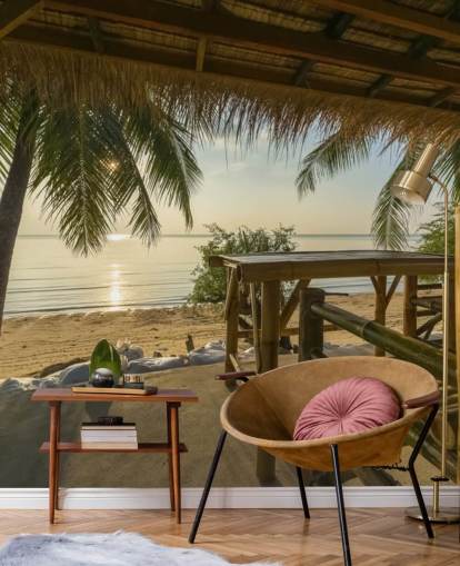 Tropical Island Hut Wallpaper Mural