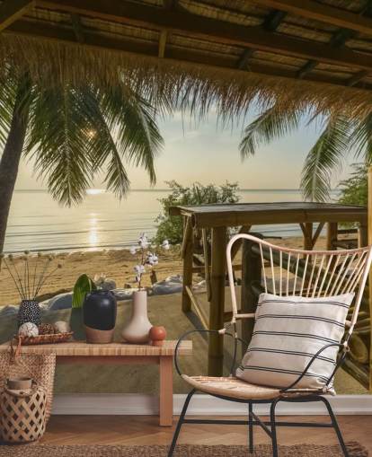 Tropical Island Hut Bakgrunn Mural