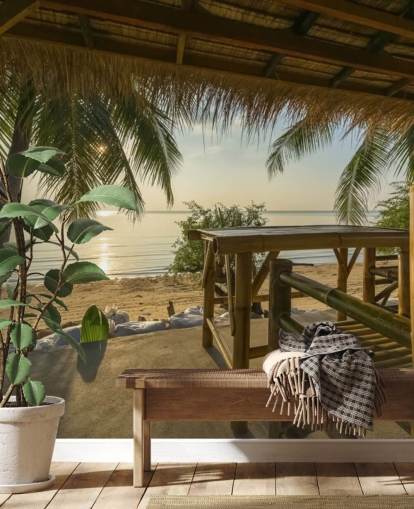 Tropical Island Hut Wallpaper Mural