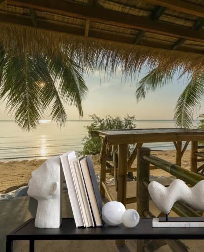Tropical Island Hut Behang Muurschildering