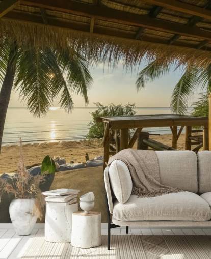 Tropical Island Hut Wallpaper Mural