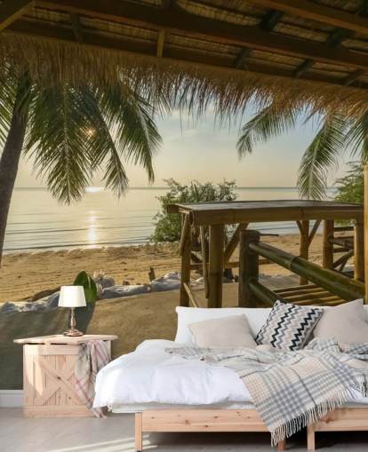 Tropical Island Hut Bakgrunn Mural