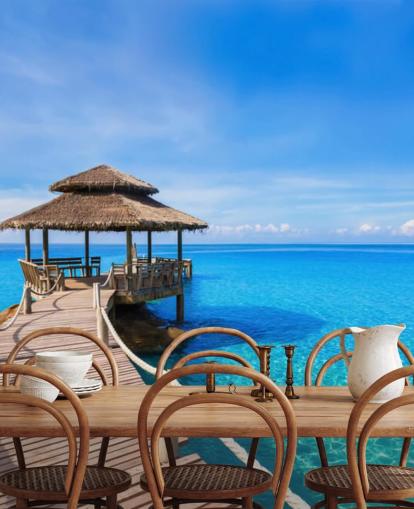 Boardwalk laiturille Taustakuva seinämaalaus