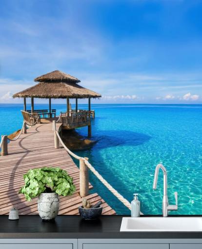 Promenade naar de Pier Behangmuurschildering