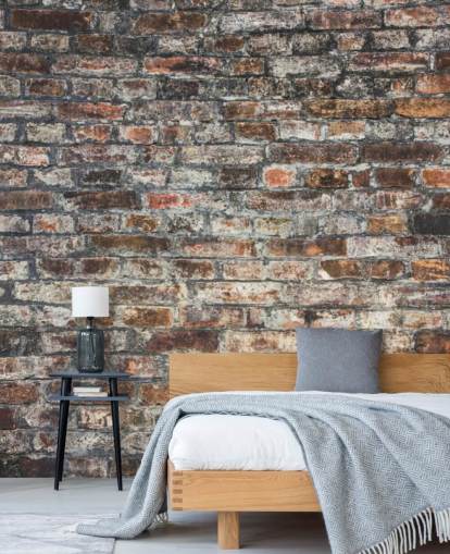 Verweerde bakstenen behang muurschildering