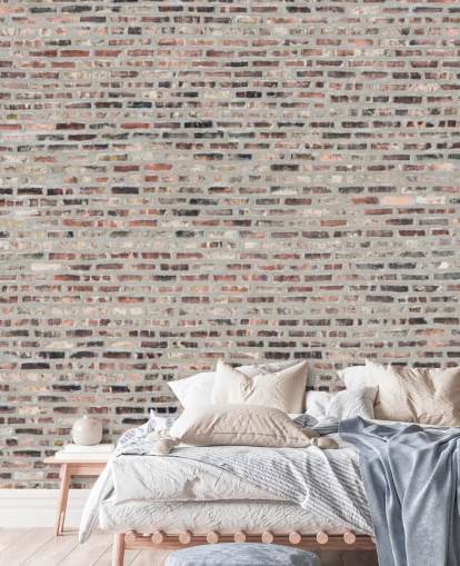 Grey and Brown Brick Wallpaper Mural Grey and Brown Brick Wallpaper Mural