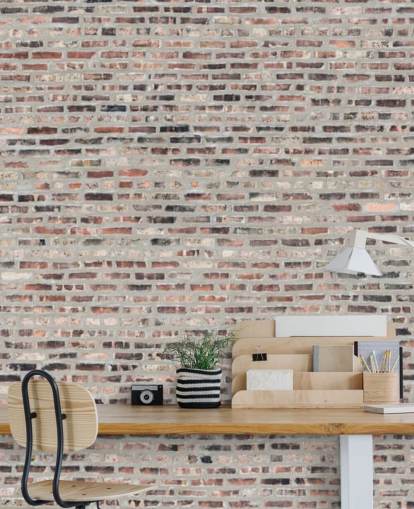 Papel pintado Ladrillo gris y marrón