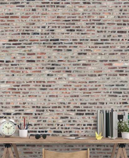Papel pintado Ladrillo gris y marrón