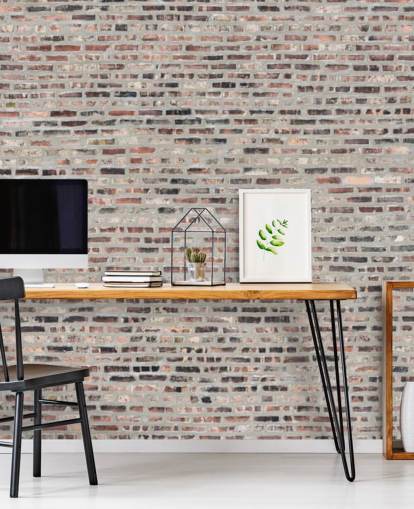 Papel pintado Ladrillo gris y marrón