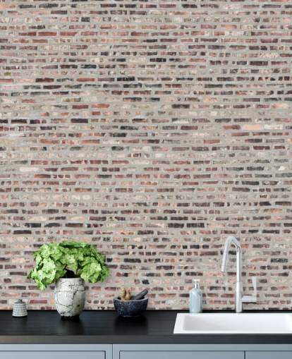 Harmaa ja ruskea tiili taustakuva seinämaalaus